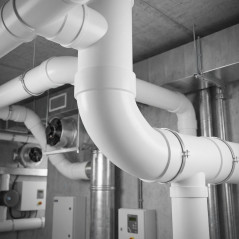 PVC-Rundbogen 45° Ø150 mm – Zubehör für Rauch- und Gasabsaugung – Lüftungs- und Absaugkanal