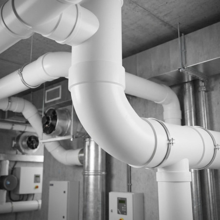 Coude rond en PVC 45º Ø150 mm – Accessoire pour l'extraction de fumées et de gaz – Conduit de ventilation et d'évacuation