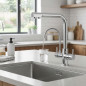 Grifo Monomando Fregadero para Osmosis | Grifo de Cocina Doble Salida para Agua Filtrada y Agua Caliente/Fria