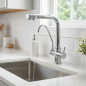 Grifo Monomando Fregadero para Osmosis | Grifo de Cocina Doble Salida para Agua Filtrada y Agua Caliente/Fria