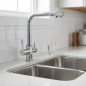 Grifo Monomando Fregadero para Osmosis | Grifo de Cocina Doble Salida para Agua Filtrada y Agua Caliente/Fria