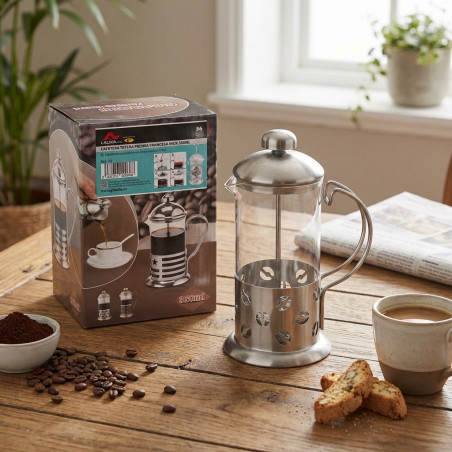 Cafetière à piston 360 ml | Carafe en verre résistant et filtre en acier inoxydable | Préparation du café et du thé