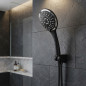 Pommeau de douche Moon à 3 fonctions, noir | Design moderne | Pommeau de douche à main réglable pour salle de bain