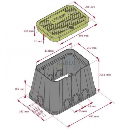 Garden Irrigation Valve Box 480x350x310 mm | Rectangular irrigation valve box for solenoid valves or buried irrigation