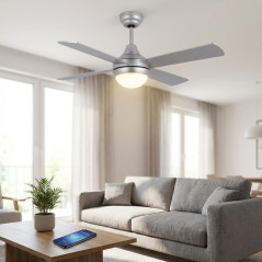 Orbegozo WiFi Ceiling Fan with LED Light | App Controllable | Remote Control | 4 Blades, 120cm Diameter | Grey