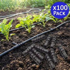 Pack of 100 20mm Drip Irrigation Connectors | Straight Connector for Irrigation Pipe and Hose | Secure and Durable Connection