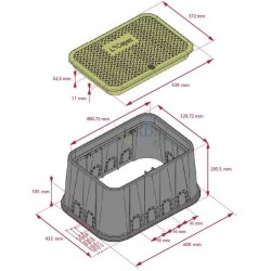 Arqueta rectangular Jumbo con tornillo para 4 válvulas de riego, 43x60x31 cm