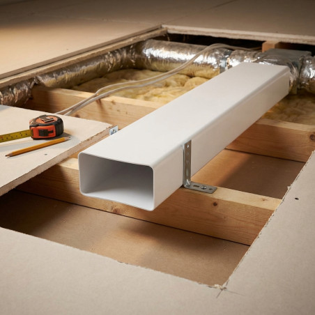 Tubo Plano Rectangular PVC 55x110mm 1,5 Metros | Conducto de Ventilación Rígido | Ignífugo y Autoextinguible