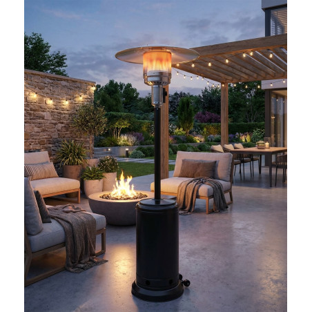 Poêle à gaz extérieur, Chauffage Gaz Terrasse ou Jardin avec roulettes et dispositif anti-basculement, Poêle à gaz extérieur