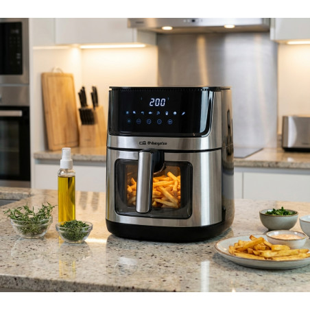 Friggitrice ad aria Orbegozo da 8 litri | Friggitrice ad aria programmabile da 2000 W con timer | Friggitrice senza olio con pan