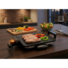 Orbegozo 2000W Antihaft-Grillplatte | 28x28 cm Grillplatte | Grillbrett | Elektrischer Küchengrill