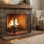 Triple Panel Fireplace Spark Guard 100x50 cm, Metal Spark Guard, Safety Screen