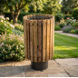 Lixeira de madeira Moncayo 75x40x40 cm | Design elegante e durável para uso interno e externo | Ideal para jardins e parques