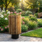 Lixeira de madeira Moncayo 75x40x40 cm | Design elegante e durável para uso interno e externo | Ideal para jardins e parques