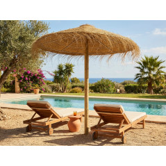 Espartogras-Gartenschirm, 2,4 Meter | Natürlicher Sonnenschirm für Garten, Pool und Strand | Traditioneller Sonnenschutz für den