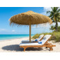 Parasol de jardin en spartine de 2,4 mètres | Parasol naturel pour jardin, piscine et plage | Ombre traditionnelle d'extérieur