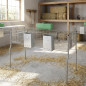 Gabbia per conigli zincata con tramogge e abbeveratoi, 2 scomparti, pavimento in metallo, 157x63x98 cm