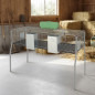 Galvanized rabbit cage with hoppers and waterers, 2 compartments, plastic floor, 157x63x98 cm