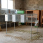 Cage à Lapins galvanisée à fourrage central de 3 départements, Plancher Métalique, 157x63x98 cm