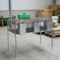 Gaiola galvanizada para coelhos com comedouros e bebedouros de 3 compartimentos, piso de plástico, 157x63x98 cm Gaiola galvanizada para coelhos com comedouros e bebedouros de 3 compartimentos, piso de plástico, 157x63x98 cm