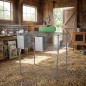 Galvanized rabbit cage with hoppers and waterers, 2 compartments, metal floor, 105x62x99 cm