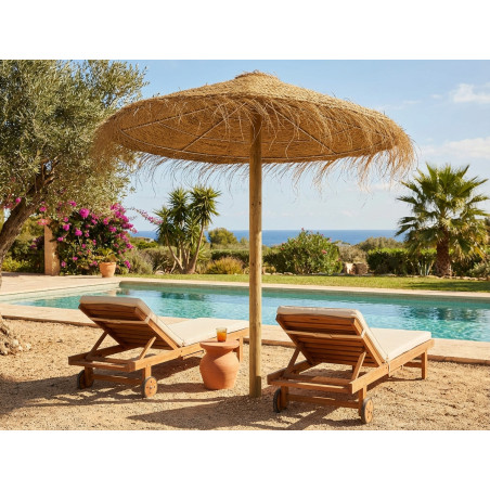 Sombrilla de Jardín de Esparto 2,2 metros | Sombrilla Natural para Jardín, Piscina y Playa | Sombraje Exterior Tradicional