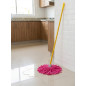 Mocio in microfibra con filo rosa + bastone giallo 140 cm, filo universale, non graffia il pavimento, pavimenti lisci e non ruvi