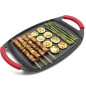 Padella Grill 36x23 cm - Piastra Antiaderente - Piastra da Cottura - Effetto pietra con manici in silicone - Induzione, nera