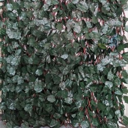Künstliche Hecke mit Gitter aus natürlichem Weidenholz, ausziehbar 1 x 2 Meter, mit Efeublättern