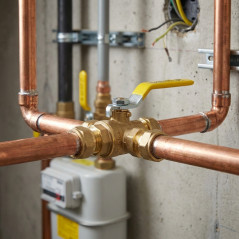 Robinet de gaz en laiton 3/4'' - 25mm. Robinet à bille approuvé pour GAZ Canalisé. PN5