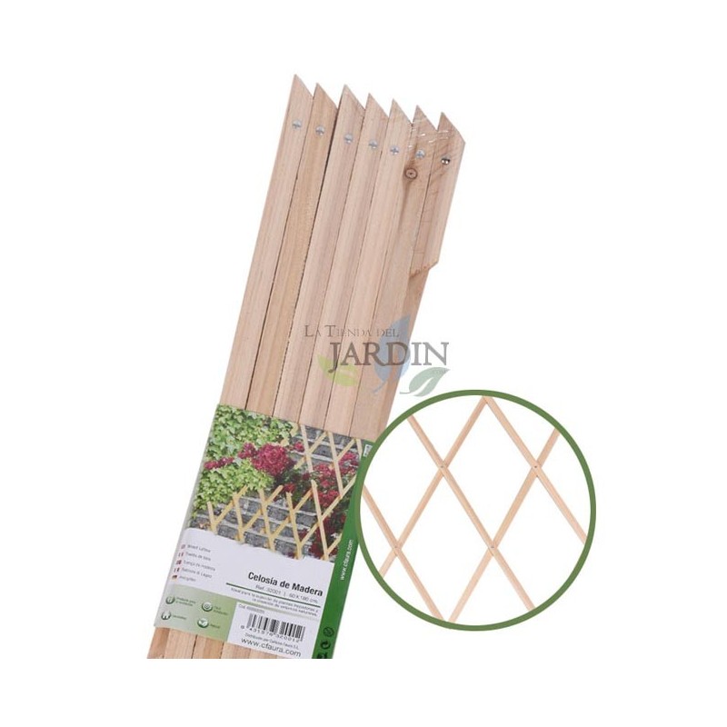 Celosia de madera extensible 60 x 180 cm. util para jardines, vallas, decoración, sujeción de plantas