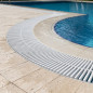 Módulo com 45 grelhas para piscinas curvas | 1 metro, altura 22 mm, largura 195 mm | Grelha para piscinas com ladrão