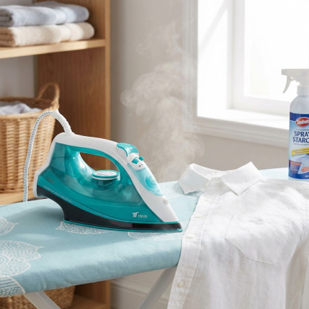 Thulos steam iron, ceramic-coated soleplate, 2200W. [Green]