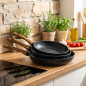 Set of 3 Thulos frying pans, Ø20 Ø24 and Ø28 cm, granite coating.