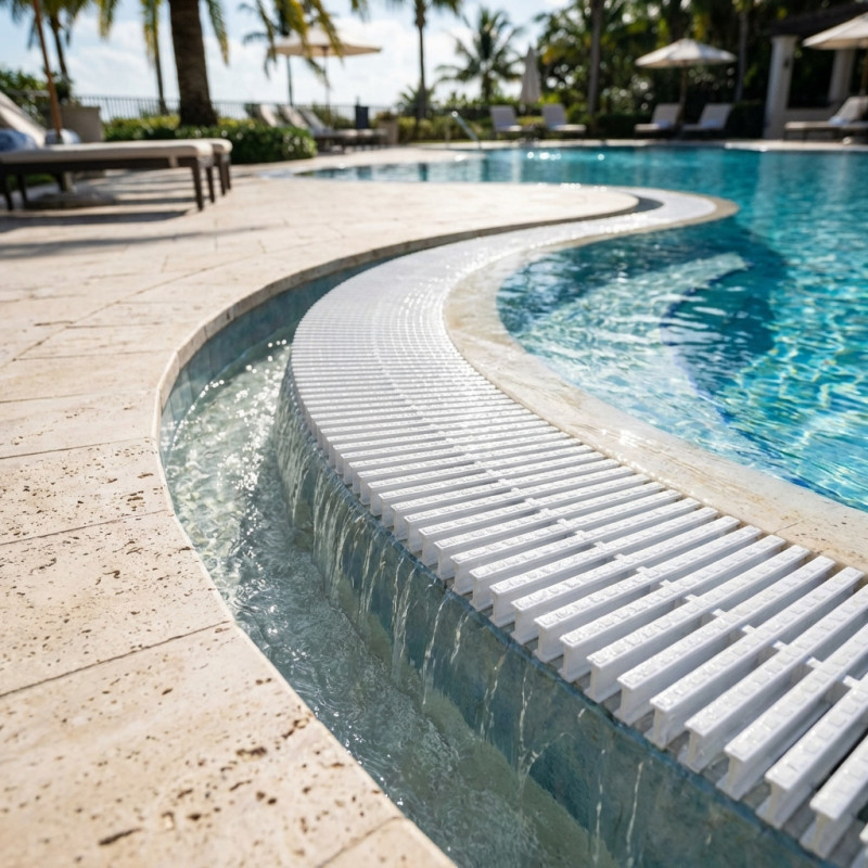 Module of 45 Grids for Curves in Swimming Pools – 1 Meter, 22x195 mm