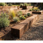 Traversina in legno trattato 22x12x200 cm | Bordatura per giardino per la delimitazione e la decorazione esterna dei giardini