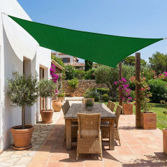 Vela de toldo quadrada verde 5 x 5 metros, 150 gr/m2 UV para jardim com cordas