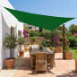 Vela de toldo quadrada verde 3,6 x 3,6 metros, 150 gr/m2 UV para jardim com cordas