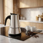 Caffettiera in acciaio inox | Caffettiera italiana da 10 tazze per induzione | Caffettiera per caffè espresso | Adatta a tutti i