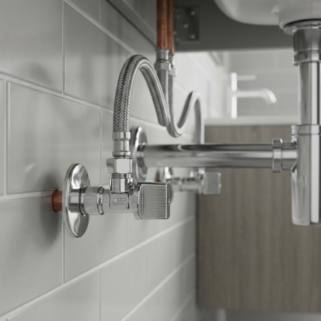 Square Shut-Off Valve with Filter 1/2" x 1/2" | Valve for Sinks, Washbasins and Cisterns