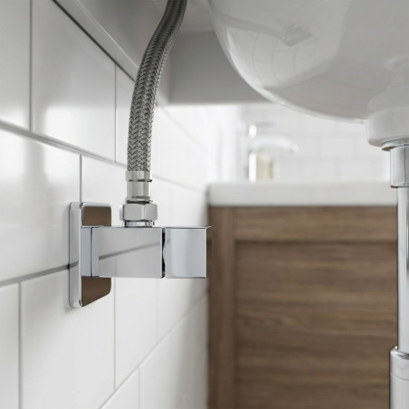 1/2" x 3/8" Angle Shut-Off Valve | Valve for Sinks, Washbasins and Cisterns | Chrome Designer Valve