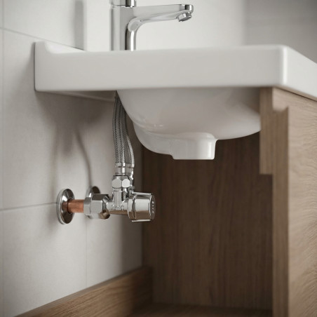 Robinet d'arrêt coudé 1/2" x 3/8" | Robinet pour éviers, lavabos et réservoirs | Robinet chromé, format réduit