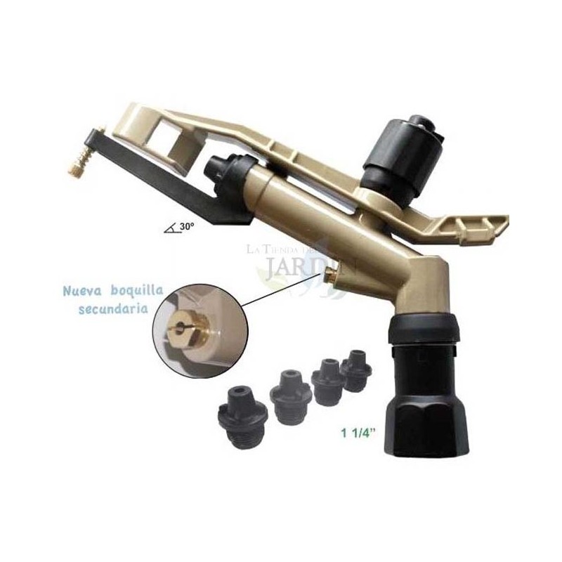 Irrigatore Agricolo 1 1/4'' Dallas in metallo. Angolo di Irrigazione 360º Circolare. Portata 16 a 26 m. Irrigatore a Impulsi Irrigatore Agricolo 1 1/4'' Dallas in metallo. Angolo di Irrigazione 360º Circolare. Portata 16 a 26 m. Irrigatore a Impulsi