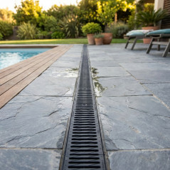 Gutter Kit with grid made of polypropylene, Measurements 50x13x7.2 cm, Color Black