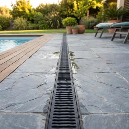 Kit de caniveau de drainage en polypropylène avec grille | Grille de garage 100 x 13,2 x 8,4 cm | Grille de drainage