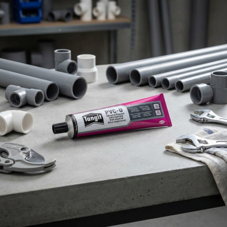Colle adhésive pour PVC pour joints entre tuyaux, caisse de 125 gr