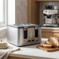 Toaster made of stainless steel, 4 wide slots, slot measurements 3.8x14 cm