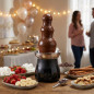 Fontaine à chocolat à 3 niveaux en acier inoxydable de 18 cm avec fonction de maintien au chaud | Tour à fondue