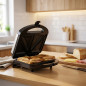 Appareil à sandwichs électrique Lacor 750 W pour tranches triangulaires | Noir, revêtement antiadhésif, 25 x 25 x 11 cm