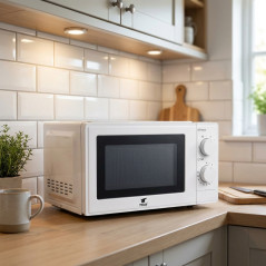 Forno a microonde Thulos da 20 litri e 700 W | Forno a microonde da banco con piatto girevole | 6 impostazioni di potenza | Funz